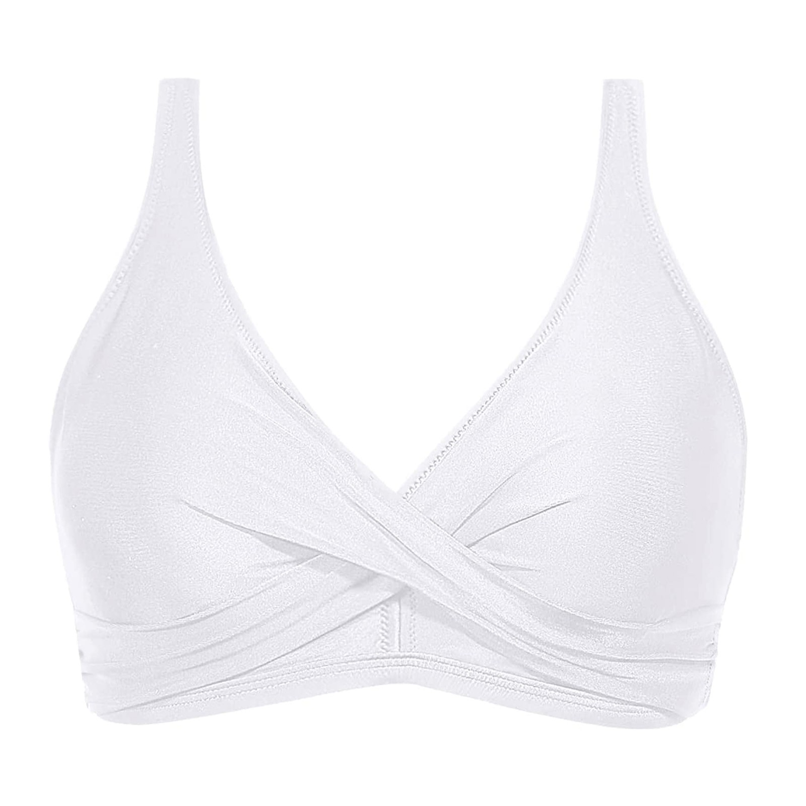 TOWED22 Women Halter Bikini Top Only Padded Swimsuits Tops Vintage Bathing Suit Top(White,M)